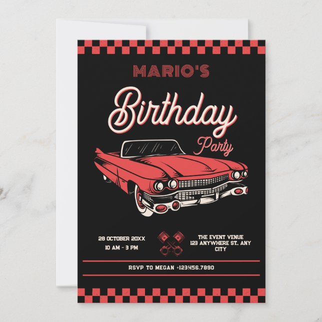 Geburtstag eines Oldtimer Einladung (Vorderseite)