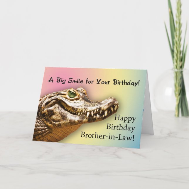 Geburtstag eines Schwiegersohn, lächelnde Alligato Karte (Vorderseite)