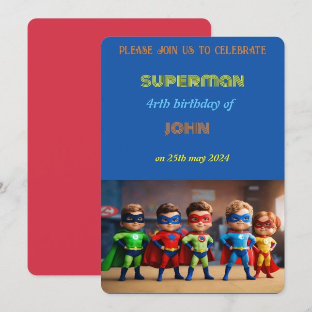 Geburtstag eines Supermanns Einladung (Vorne/Hinten)