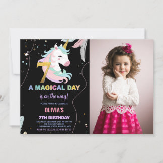 Geburtstag Einhorn Geburtstag Einladung mit Foto