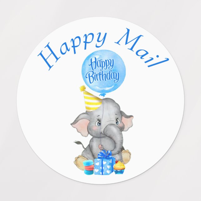 Geburtstag Elephant Labels Etiketten (Design 1)