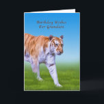 Geburtstag, Enkel, Tiger-Gehen Karte<br><div class="desc">Dieser grün-mit Augen Tiger ist bereit,  jemand alles Gute zum Geburtstag auf dieser bunten Grußkarte zu wünschen speziellem.</div>