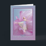 Geburtstag, Enkelin, Ballerina auf Rosa und Karte<br><div class="desc">Diese reizende kleine Ballerina erreicht in Richtung zum Licht mit einer weichen rosa Pfingstrose im Hintergrund.   Sie macht eine sehr nette Geburtstagsgrußkarte.   Fühlen Sie sich frei,  den inneren Vers zum Anzug zu ändern Ihr Bedarf.</div>