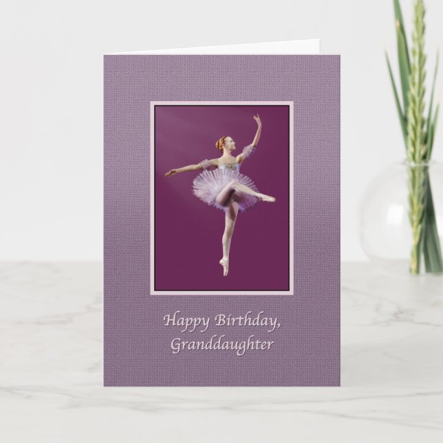 Geburtstag, Enkelin, Ballerina in Lila Karte (Vorderseite)