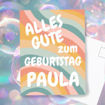 GEBURTSTAG Farbenfrohe Regenbogen Anpassen Postkarte<br><div class="desc">Handgemachte Karte für Sie! Passen Sie sie mit Ihrem eigenen Text an, indem Sie auf „Personalisieren“ klicken, um den Namen zu ändern oder auch Text, Farben und Schriftart zu ändern. Schauen Sie in meinem Shop nach vielen weiteren Farben und Designs oder lassen Sie mich wissen, wenn Sie etwas Individuelles möchten!...</div>