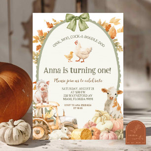Geburtstag Farm Tier Cottage Herbst-Kürbis Einladung