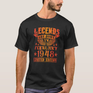 Geburtstag Februar 1948 Jahr gebrauchte Legenden T-Shirt