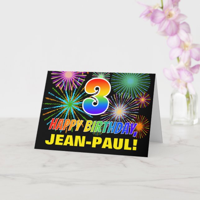 Geburtstag: Fett, Spaß, Feuerwerke, Regenbogen 3 Karte (Orchidee)