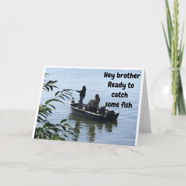 GEBURTSTAG FISCHEN MIT *BRUDERKARTE* KARTE (Vorderseite)