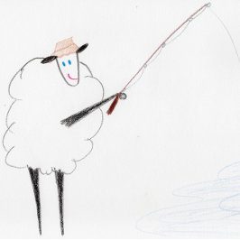 Geburtstag - Fishing Ewe a Happy Birthday Card Karte