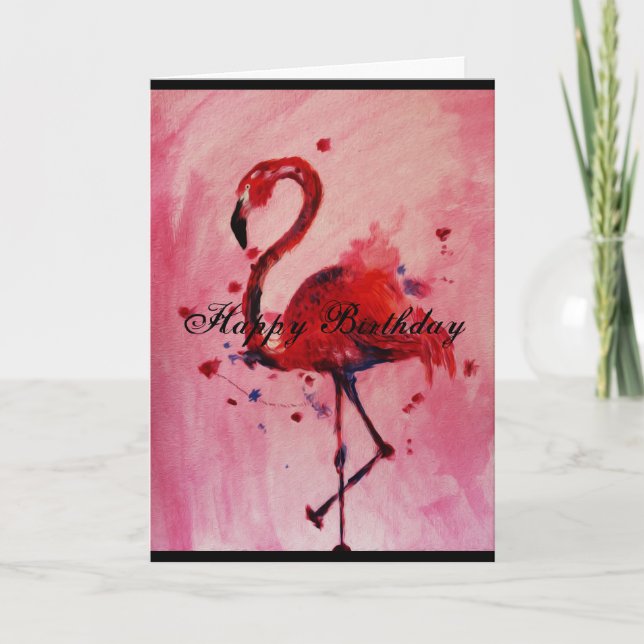 Geburtstag - Flamingo Grußkarte/Grußkarte Karte (Vorderseite)