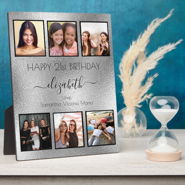 Geburtstag Foto Collage Silberbeste Freunde Fotoplatte (Seite)