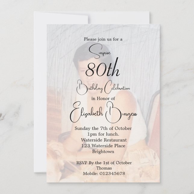 Geburtstag Foto Elegant Geburtstag Einladung (Vorderseite)