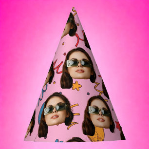 Geburtstag, Foto, Gesicht, Muster, Party-Dekoratio Partyhütchen