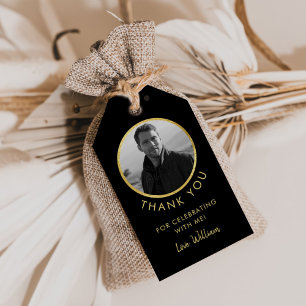 Geburtstag Foto Schwarz und Gold Geschenkanhänger