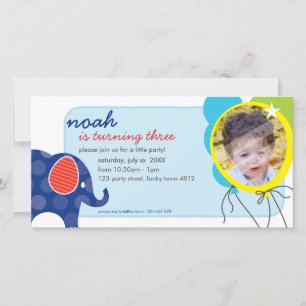 GEBURTSTAG FOTOKARTE: Elefant + Ballone 3