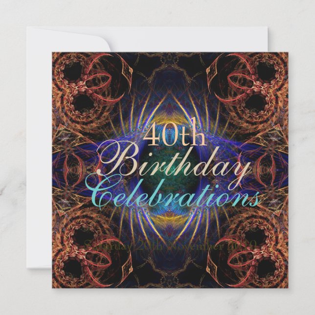 Geburtstag Fraktal Feiern Einladung (Vorderseite)