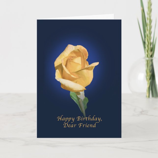 Geburtstag, Freund, Gelber Rosenbud Karte (Vorderseite)