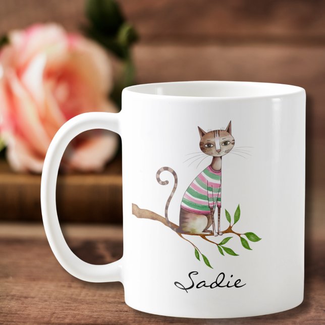 Geburtstag Funny Cat Niedlich Cat Mama Personalisi Kaffeetasse (Von Creator hochgeladen)
