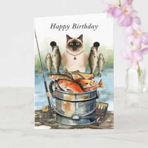 Geburtstag für Angelfreunde mit Wasserfarben-Fisch Karte