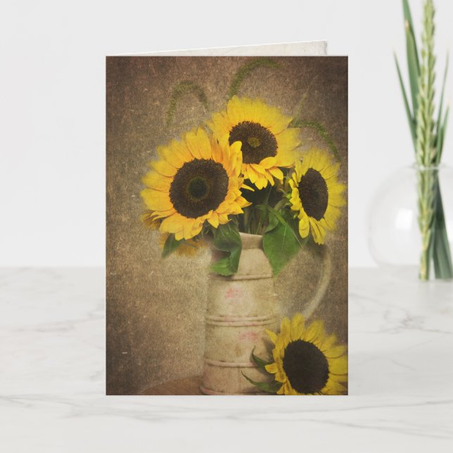 Geburtstag für Freunde Sonnenblumen Karte (Vorderseite)