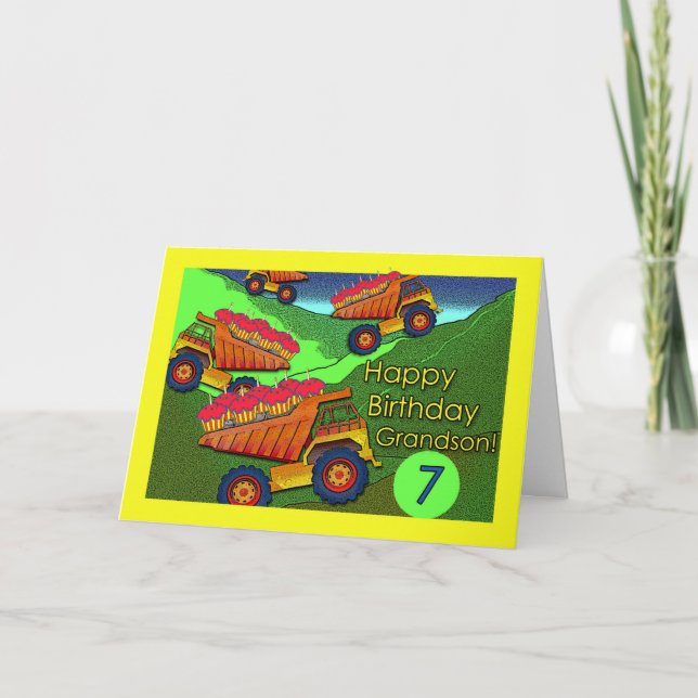 Geburtstag für Grandson, Dump Trucks und Cupcakes Karte (Vorderseite)