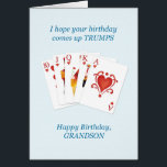 Geburtstag für Grandson, Herz Vollhaus<br><div class="desc">Eine Geburtstagskarte für jemanden,  der Lieben hat,  Karten zu spielen. Ein königlicher Herzschlag und die Worte "Ich hoffe,  dein Geburtstag kommt auf Tromps." Dein Enkel wird diese Geburtstagskarte Liebe geben.</div>