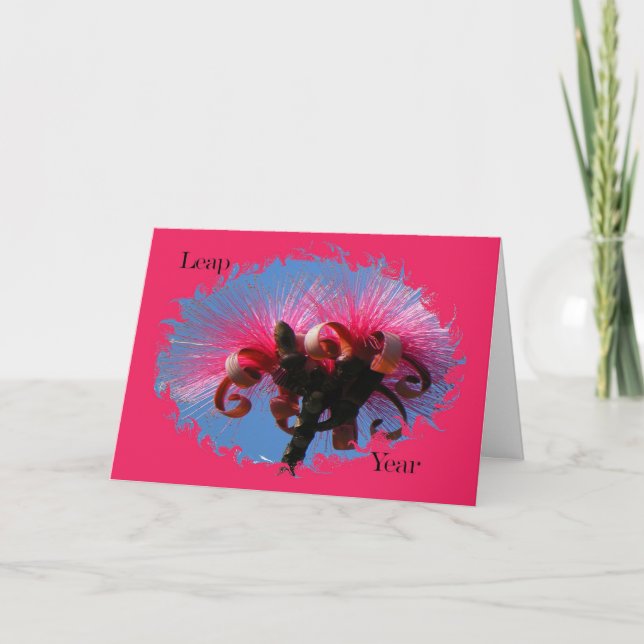 Geburtstag für Leap Year, Hot Pink Blume Karte (Vorderseite)