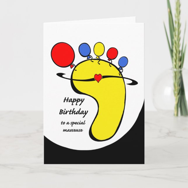 Geburtstag für Masseuse, Ballonzehen zu Fuß Karte (Vorderseite)