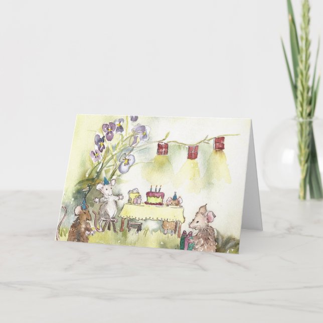 Geburtstag für Mäuse Karte (Vorderseite)