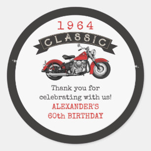 Geburtstag für Motorradfahrer im Vintage-Stil für Runder Aufkleber