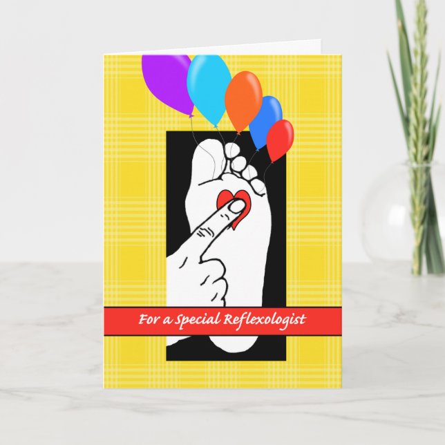 Geburtstag für Reflexologist, Ballone auf Zehen Karte (Vorderseite)