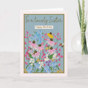 Geburtstag für Schwester Wildblumen Karte