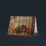 Geburtstag für Zayde / Opa, Holz und Werkzeuge Karte<br><div class="desc">Geburtstagskarte für einen besonderen Zayde / Opa. Auf einem holzaussehenden Hintergrund befindet sich ein Imitat mit Holzverbrannten Werkzeugen und Schrauben. Digitales Kunstbild mit Fotografien und digitalen Elementen,  um ein holzverbranntes Aussehen zu schaffen. Briefe sehen aus,  als wären sie blau-grün gefärbt.  Kunst,  Bild und Vers © Shoaff Ballanger Studios.</div>