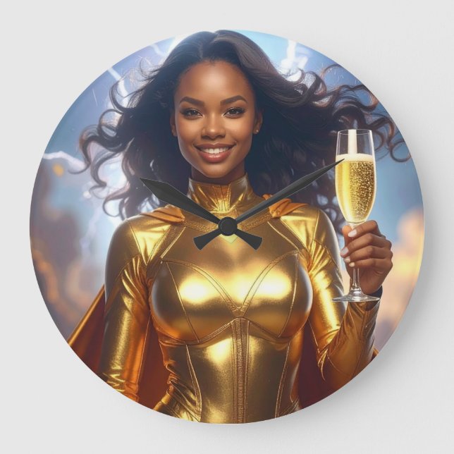 Geburtstag & Geburtstag Superheld Große Wanduhr (Vorderseite)