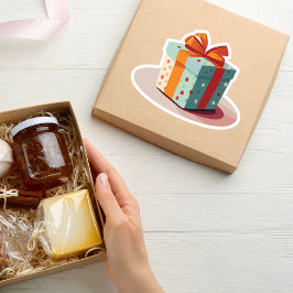 Geburtstag Gegenwart mit Orange Bow Aufkleber