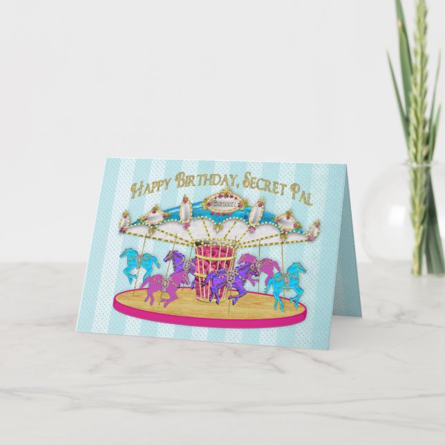 Geburtstag - Geheime Pal - Karussell Karte (Vorderseite)