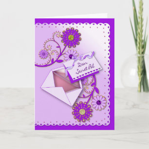 Geburtstag - Geheime Pal - Lila/Blume/Brief Karte