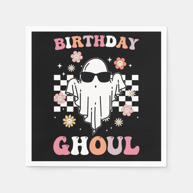 Geburtstag Ghoul Ghost Halloween Groovy Retro Serviette (Vorderseite)