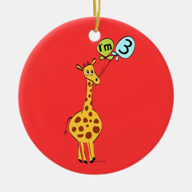 Geburtstag Giraffe und Balloons Keramik Ornament (Vorne)