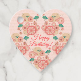 Geburtstag glücklich - Frühjahr Peach Blume Garten Geschenkanhänger