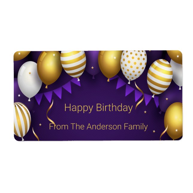 Geburtstag glücklich - Lila/Gold personalisieren (Vorne)