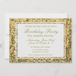 Geburtstag | Gold Confetti Glitzer Bling Einladung