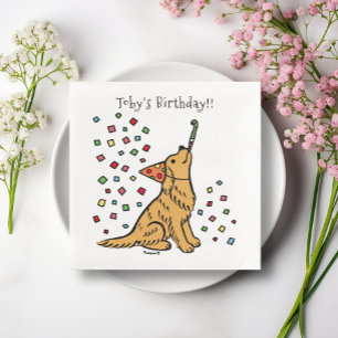 Geburtstag Golden Retriever Cartoon Serviette