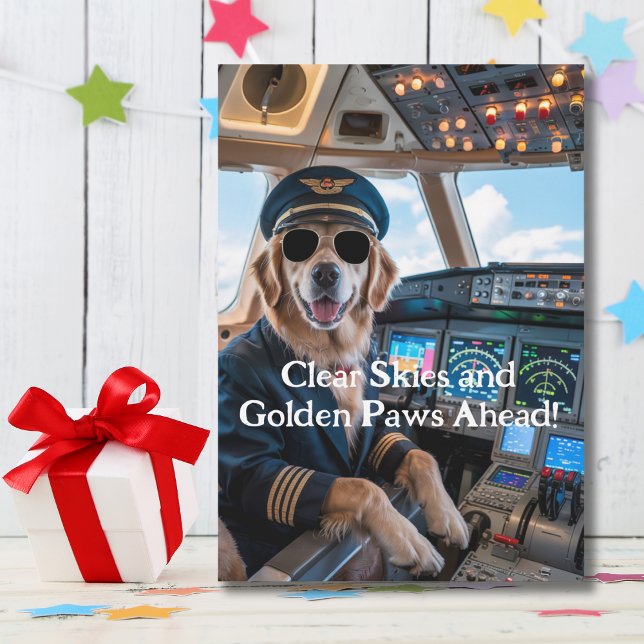 Geburtstag Golden Retriever Hundepilotin Funny Fun Karte (Von Creator hochgeladen)
