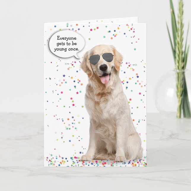 Geburtstag Goldener Retriever mit Sonnenbrille Karte (Vorderseite)