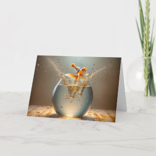 Geburtstag Goldfish springt aus Fishbowl Karte