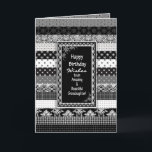 Geburtstag, GRANDDAUGHTER, Schwarz/Weiß-Druckschic Karte<br><div class="desc">Einzigartige und interessante Geburtstagsgrüße ideal für jeden. Ebenen aus schwarz-weiß Mustern/Designs innen und außen Ein Sortiment von Kategorien inklusive Einladungen für Sie bereit,  diese zu personalisieren und zu Ihrem eigenen zu machen.</div>