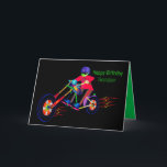 Geburtstag Grandson, Fahrrad auf Motorrad Vivid Fa Karte<br><div class="desc">Spaß,  bunter Geburtstag Gruß für diesen Enkel mit einem jungen Mann auf einem Motorrad.  Sehen Sie das gleiche Bild für andere Kategorien.</div>