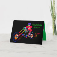 Geburtstag Grandson, Fahrrad auf Motorrad Vivid Fa
